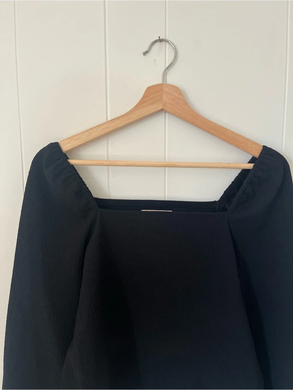 Madewell Black Square-Neck Puff Sleeve Top